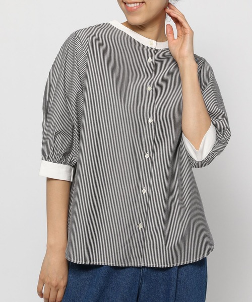 studio CLIP（スタディオクリップ）の「ダブルフロント切り替えブラウス（シャツ/ブラウス・レディース・ブルー/ベージュ/ブラック・LARGE/MEDIUM）」の10枚目の写真