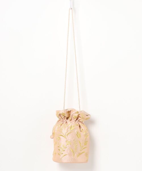 Doux archives(ドゥアルシーヴ)の「刺繍巾着バッグ(ハンドバッグ・レディース・ベージュ/ブラウン・FREE)」の3枚目の写真