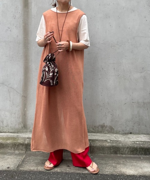 Doux archives(ドゥアルシーヴ)の「刺繍巾着バッグ(ハンドバッグ・レディース・ベージュ/ブラウン・FREE)」の11枚目の写真