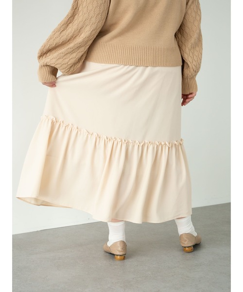 SLURR(スラ―)の「【大きいサイズ】フリルロングスカート(スカート・レディース・アイボリー/モカ・L)」の7枚目の写真