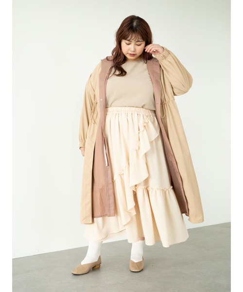 SLURR(スラ―)の「【大きいサイズ】フリルロングスカート(スカート・レディース・アイボリー/モカ・L)」の14枚目の写真