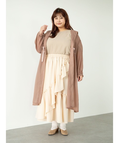 SLURR(スラ―)の「【大きいサイズ】フリルロングスカート(スカート・レディース・アイボリー/モカ・L)」の15枚目の写真