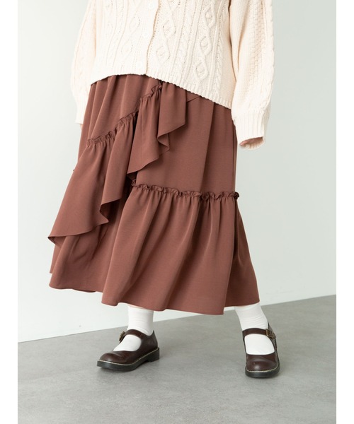 SLURR(スラ―)の「【大きいサイズ】フリルロングスカート(スカート・レディース・アイボリー/モカ・L)」の18枚目の写真