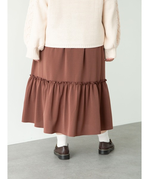 SLURR(スラ―)の「【大きいサイズ】フリルロングスカート(スカート・レディース・アイボリー/モカ・L)」の20枚目の写真