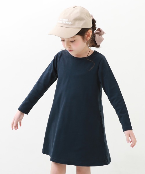 devirock（デビロック）の「Aライン無地長袖ワンピース（ワンピース・キッズ・スモークピンク/ラベンダー/ブラック/ブルーグレー/ネイビー/モカ/ライトカーキ/グレー系その他・150cm/160cm/120cm/100cm/110cm/140cm/90cm/130cm/80ｃｍ）」の7枚目の写真