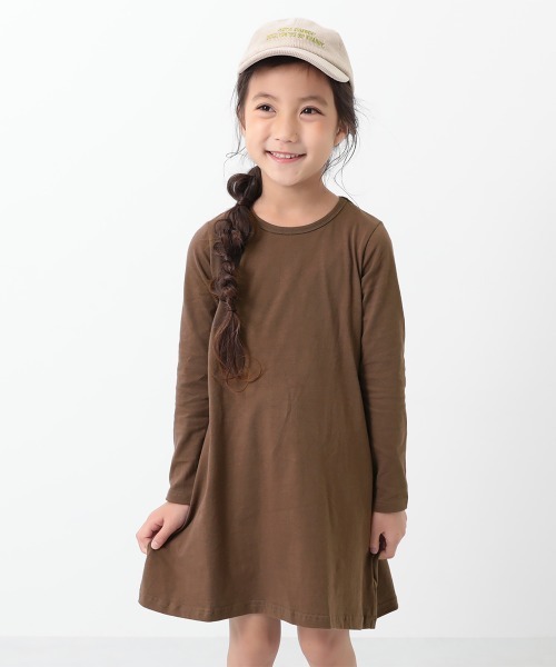 devirock（デビロック）の「Aライン無地長袖ワンピース（ワンピース・キッズ・スモークピンク/ラベンダー/ブラック/ブルーグレー/ネイビー/モカ/ライトカーキ/グレー系その他・150cm/160cm/120cm/100cm/110cm/140cm/90cm/130cm/80ｃｍ）」の5枚目の写真