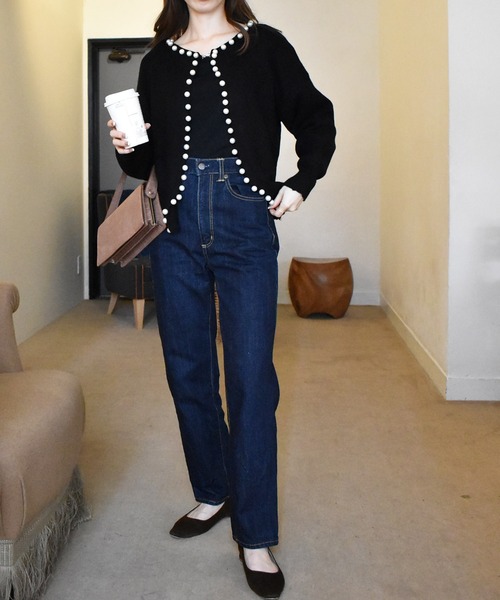 solleim（ソルレム）の「パールデザインカーディガン（カーディガン/ボレロ・レディース・ブラック/オフホワイト/グレー・M）」の4枚目の写真