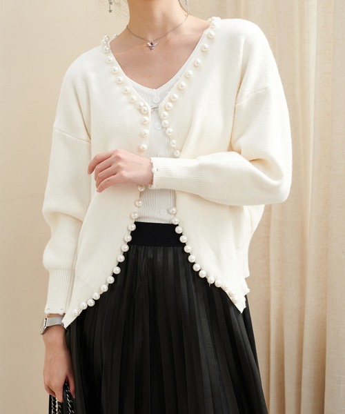 solleim（ソルレム）の「パールデザインカーディガン（カーディガン/ボレロ・レディース・ブラック/オフホワイト/グレー・M）」の12枚目の写真