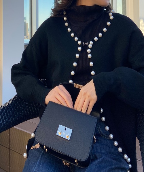 solleim（ソルレム）の「パールデザインカーディガン（カーディガン/ボレロ・レディース・ブラック/オフホワイト/グレー・M）」の13枚目の写真