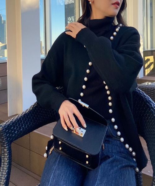 solleim（ソルレム）の「パールデザインカーディガン（カーディガン/ボレロ・レディース・ブラック/オフホワイト/グレー・M）」の14枚目の写真