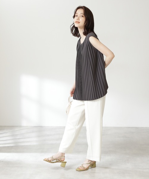 N.（N. Natural Beauty Basic）（エヌエヌナチュラルビューティーベーシック）の「◆プリーツジョーゼットブラウス（シャツ/ブラウス・レディース・オフホワイト/スミクロ/オレンジ・MEDIUM）」の7枚目の写真