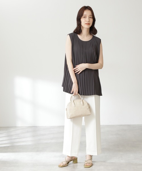 N.（N. Natural Beauty Basic）（エヌエヌナチュラルビューティーベーシック）の「◆プリーツジョーゼットブラウス（シャツ/ブラウス・レディース・オフホワイト/スミクロ/オレンジ・MEDIUM）」の8枚目の写真