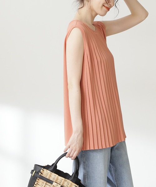 N.（N. Natural Beauty Basic）（エヌエヌナチュラルビューティーベーシック）の「◆プリーツジョーゼットブラウス（シャツ/ブラウス・レディース・オフホワイト/スミクロ/オレンジ・MEDIUM）」の13枚目の写真