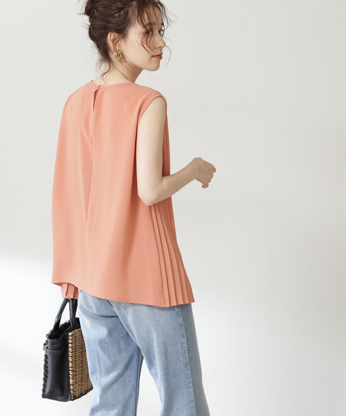 N.（N. Natural Beauty Basic）（エヌエヌナチュラルビューティーベーシック）の「◆プリーツジョーゼットブラウス（シャツ/ブラウス・レディース・オフホワイト/スミクロ/オレンジ・MEDIUM）」の12枚目の写真