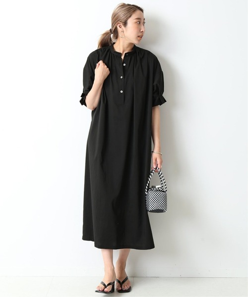 美品ジャーナルスタンダードレサージュ☆ドット タックスリーブワンピース F 黒 journal standard L'essage（ジャーナルスタンダードレサージュ