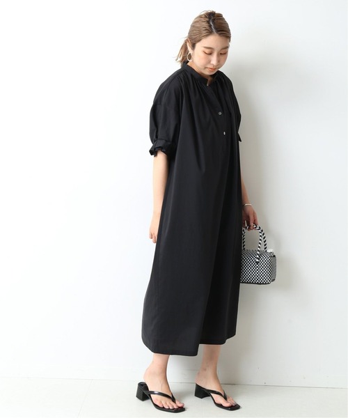 美品ジャーナルスタンダードレサージュ☆ドット タックスリーブワンピース F 黒 journal standard L'essage（ジャーナルスタンダードレサージュ