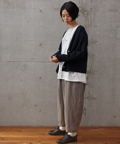 aimer le mieux（エメルミュー）の「aimer ミラノリブ　Vネックカーディガン（カーディガン/ボレロ・レディース・ダークネイビー/キナリ/レッド・FREE）」の7枚目の写真