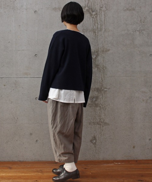 aimer le mieux（エメルミュー）の「aimer ミラノリブ　Vネックカーディガン（カーディガン/ボレロ・レディース・ダークネイビー/キナリ/レッド・FREE）」の10枚目の写真