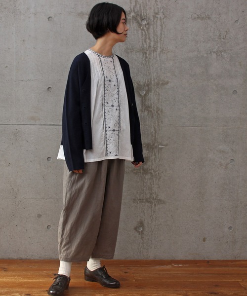 aimer le mieux（エメルミュー）の「aimer ミラノリブ　Vネックカーディガン（カーディガン/ボレロ・レディース・ダークネイビー/キナリ/レッド・FREE）」の14枚目の写真