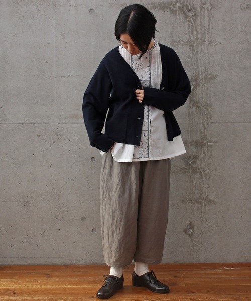 aimer le mieux（エメルミュー）の「aimer ミラノリブ　Vネックカーディガン（カーディガン/ボレロ・レディース・ダークネイビー/キナリ/レッド・FREE）」の12枚目の写真