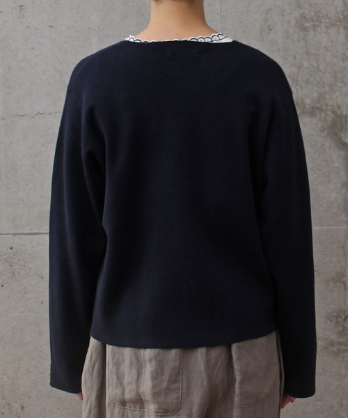 aimer le mieux（エメルミュー）の「aimer ミラノリブ　Vネックカーディガン（カーディガン/ボレロ・レディース・ダークネイビー/キナリ/レッド・FREE）」の17枚目の写真