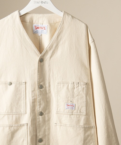 SMITH'S（スミス）の「【SMITH'S AMERICAN/スミス アメリカン】ノーカラーカバーオールジャケット（ノーカラージャケット・メンズ・ホワイト/ブラック/キナリ・M/L）」の18枚目の写真