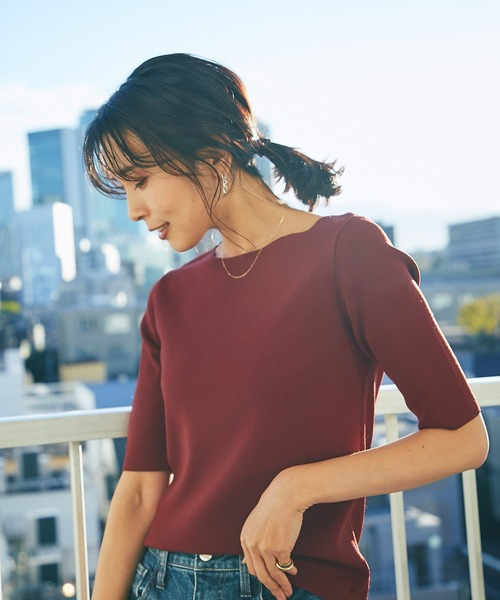 RIVE DROITE（リヴドロワ）の「5分袖2WAYニット（ニット/セーター・レディース・ライトベージュ/ボルドー/グリーン・FREE）」の2枚目の写真