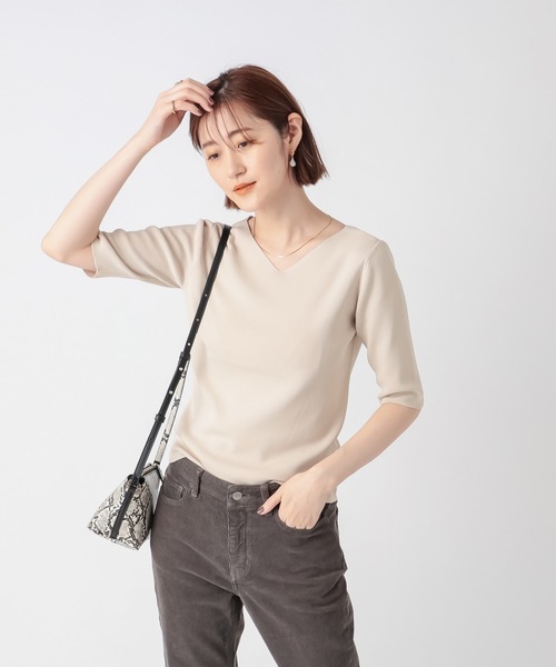 RIVE DROITE（リヴドロワ）の「5分袖2WAYニット（ニット/セーター・レディース・ライトベージュ/ボルドー/グリーン・FREE）」の9枚目の写真