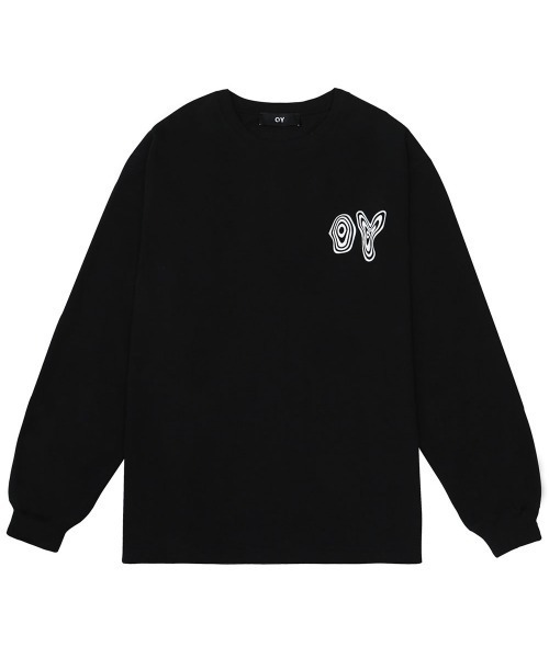 OY ロゴ刺繍 リング付き Tシャツ ブラック OY（オーワイ）の「『OY/オーワイ』GROWTH RING LOGO T/グロースリング