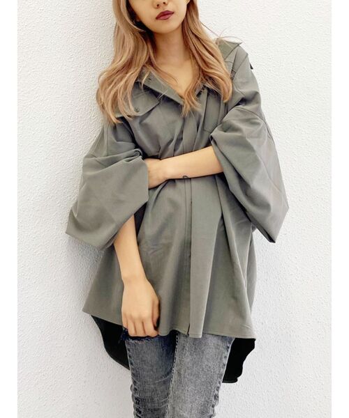 GYDA（ジェイダ）の「オーバーサイズシャツ（シャツ/ブラウス・レディース・オフホワイト/カーキ・FREE）」の16枚目の写真