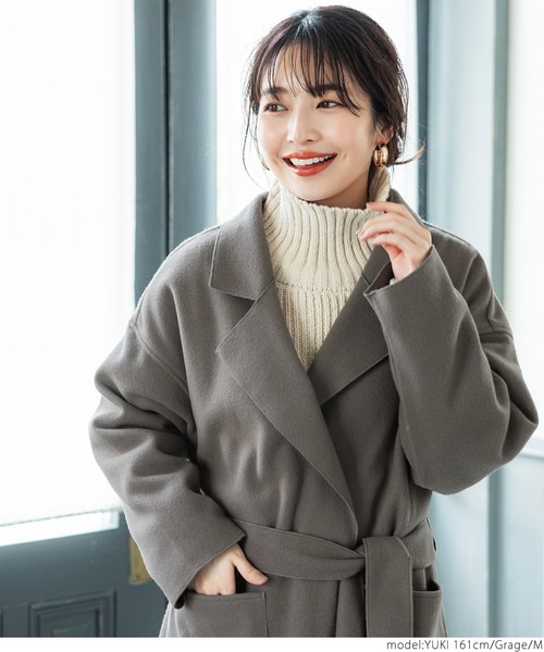 coca（coca）（コカ）の「＼新色登場／フェイクウールガウンコート（その他アウター・レディース・ブルー/アイボリー/グリーン/グレー系その他/ピンク・L/M）」の8枚目の写真