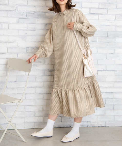 WEGO（ウィゴー）の「WEGO/裾ティアードロングワンピース（ワンピース・レディース・ホワイト/その他1・FREE）」の7枚目の写真