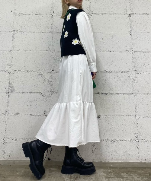 WEGO（ウィゴー）の「WEGO/裾ティアードロングワンピース（ワンピース・レディース・ホワイト/その他1・FREE）」の20枚目の写真