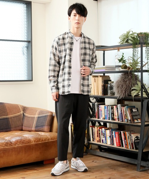 TopIsm（トップイズム）の「バンドカラー長袖ネルチェックシャツ（シャツ/ブラウス・メンズ・ホワイト/ブラック/ブラウン/グレー/ブラック系その他・LL/M/L）」の10枚目の写真