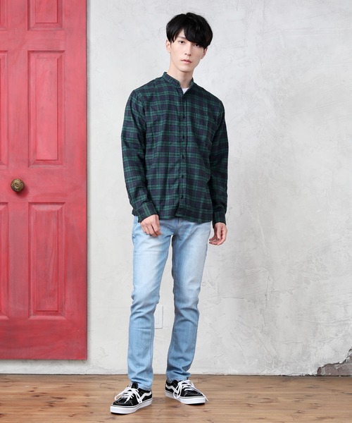 TopIsm（トップイズム）の「バンドカラー長袖ネルチェックシャツ（シャツ/ブラウス・メンズ・ホワイト/ブラック/ブラウン/グレー/ブラック系その他・LL/M/L）」の12枚目の写真