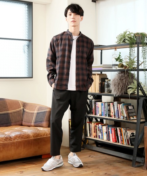 TopIsm（トップイズム）の「バンドカラー長袖ネルチェックシャツ（シャツ/ブラウス・メンズ・ホワイト/ブラック/ブラウン/グレー/ブラック系その他・LL/M/L）」の16枚目の写真