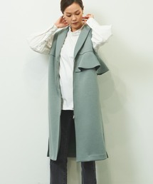 HERENCIA | バックシャン バックフリル エアクッション ショールカラー ロングベスト(その他アウター)