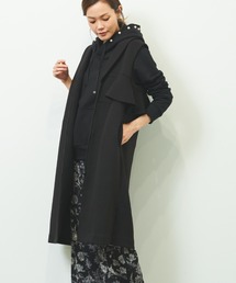 HERENCIA | バックシャン バックフリル エアクッション ショールカラー ロングベスト(その他アウター)