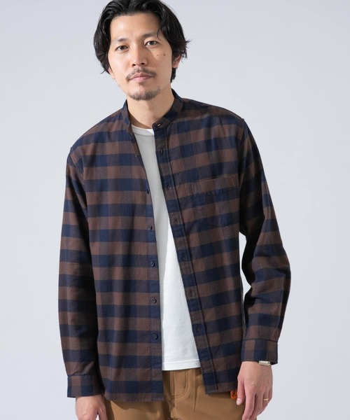 URBAN RESEARCH ROSSO MEN（アーバンリサーチロッソメン）の「『一部WEB限定カラー』『抗菌』ハイパフォーマンスフランネルバンドカラーシャツ（シャツ/ブラウス・メンズ・ブラウン系その他/グレー/カーキ/オレンジ/ブラック/アイボリー/ネイビー・SMALL/LARGE/MEDIUM/X-LARGE）」の5枚目の写真