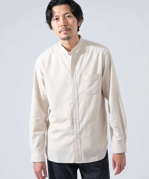 URBAN RESEARCH ROSSO MEN（アーバンリサーチロッソメン）の「『一部WEB限定カラー』『抗菌』ハイパフォーマンスフランネルバンドカラーシャツ（シャツ/ブラウス・メンズ・ブラウン系その他/グレー/カーキ/オレンジ/ブラック/アイボリー/ネイビー・SMALL/LARGE/MEDIUM/X-LARGE）」の2枚目の写真