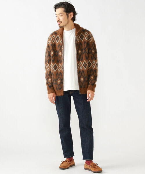 BEAMS PLUS(ビームスプラス)の「BEAMS PLUS / ジオメトリック ジャカード ジップ ニット(ニット/セーター・メンズ・ブルー/ブラウン・LARGE/X-LARGE/SMALL/MEDIUM)」の3枚目の写真