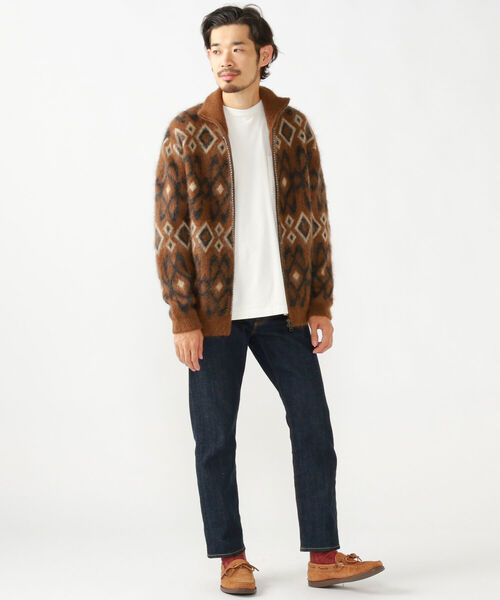 BEAMS PLUS(ビームスプラス)の「BEAMS PLUS / ジオメトリック ジャカード ジップ ニット(ニット/セーター・メンズ・ブルー/ブラウン・LARGE/X-LARGE/SMALL/MEDIUM)」の4枚目の写真