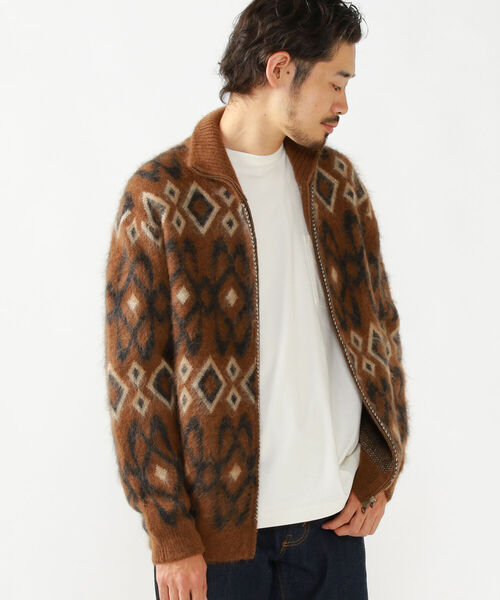 BEAMS PLUS(ビームスプラス)の「BEAMS PLUS / ジオメトリック ジャカード ジップ ニット(ニット/セーター・メンズ・ブルー/ブラウン・LARGE/X-LARGE/SMALL/MEDIUM)」の7枚目の写真