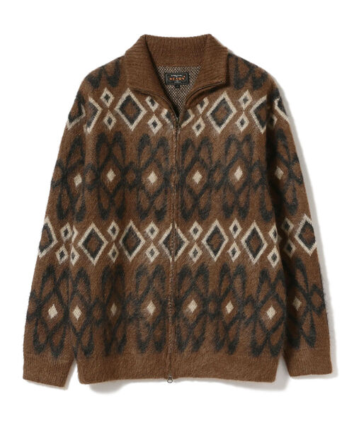 BEAMS PLUS(ビームスプラス)の「BEAMS PLUS / ジオメトリック ジャカード ジップ ニット(ニット/セーター・メンズ・ブルー/ブラウン・LARGE/X-LARGE/SMALL/MEDIUM)」の11枚目の写真