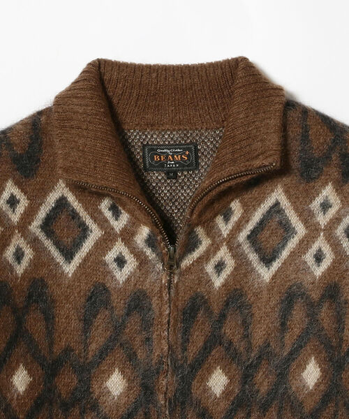 BEAMS PLUS(ビームスプラス)の「BEAMS PLUS / ジオメトリック ジャカード ジップ ニット(ニット/セーター・メンズ・ブルー/ブラウン・LARGE/X-LARGE/SMALL/MEDIUM)」の12枚目の写真