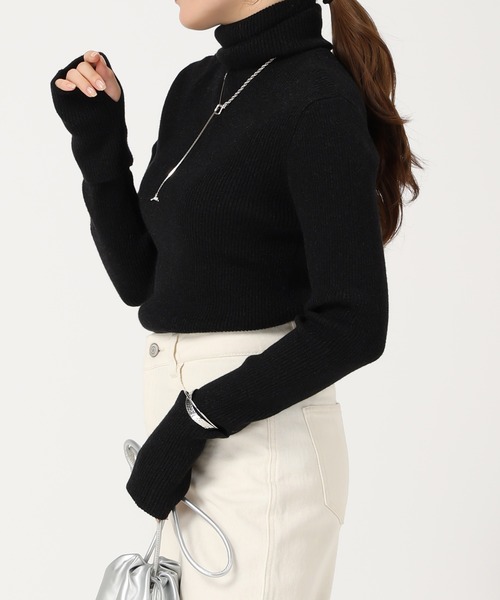 acro（アクロ）の「フィンガーホールタートルリブニット/AC1188（ニット/セーター・レディース・ベージュ/ブラウン/ブルー/カーキ/パープル/アイボリー/グリーン/ブラック/ホワイト・ﾌﾘ-）」の11枚目の写真