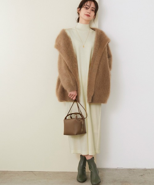 ROPE'(ロペ)の「【シリーズ】ウールスムースリブコンビタートルワンピース(ワンピース・レディース・スミクロ/キナリ/カーキ・38/36)」の1枚目の写真