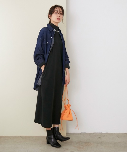 ROPE'(ロペ)の「【シリーズ】ウールスムースリブコンビタートルワンピース(ワンピース・レディース・スミクロ/キナリ/カーキ・38/36)」の14枚目の写真