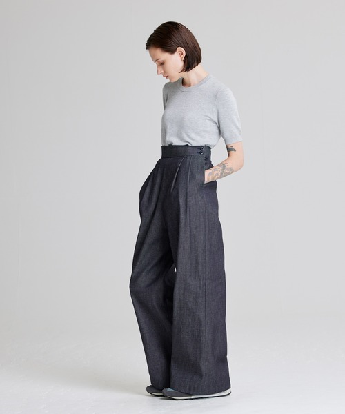 NOISE MAKER（ノイズメーカー）の「ハイウエストデニムワイドパンツ（デニムパンツ・レディース・ブルー/ブラック・36/38）」の4枚目の写真