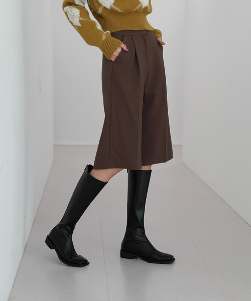 by muni:r（バイ ムニール）の「ハーフ バミューダ ハイウエスト スラックス（スラックス・レディース・ブラック/ブラウン/グレー・SMALL/MEDIUM）」の13枚目の写真